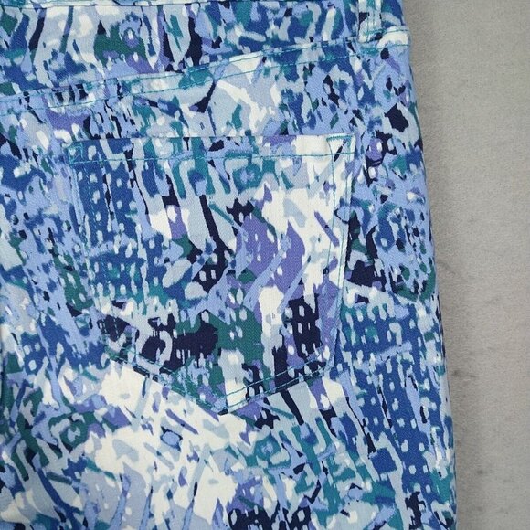 Nine West Chrystie Capri Jeans Womens 8 Blue Allover Print Crop Comfort Spring - Picture 10 of 13